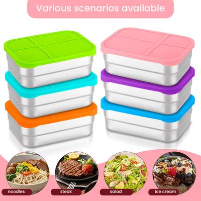 Food Storage Containers with Lids Stainless Steel Snack Box Leak-Proof Stackable Meal Prep Containers for Kitchen