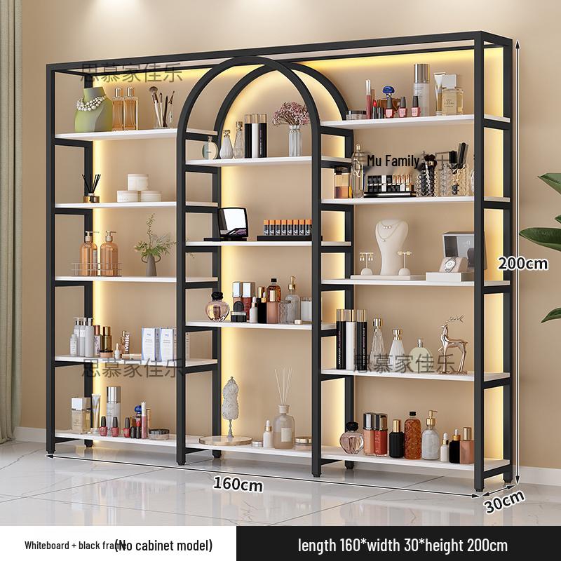 Illuminated Multi-Layer Cosmetic Display Shelf for Salons and Barbershops