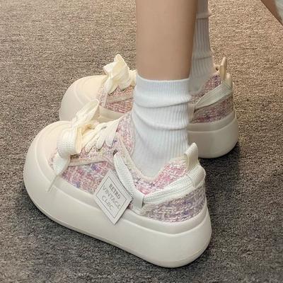 Milch Huhu dicke Sohlen 22 Frühling neu Koreanische Sport- und Freizeitschuhe hässlich süß großer Kopf Brotchuhe