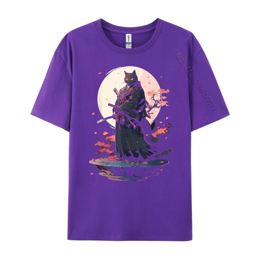 Cat Samurai Ninja Cat Samurai Art Ukiyo E Grahpic Tee Shirt Breathable Mens Clothing Deals Street