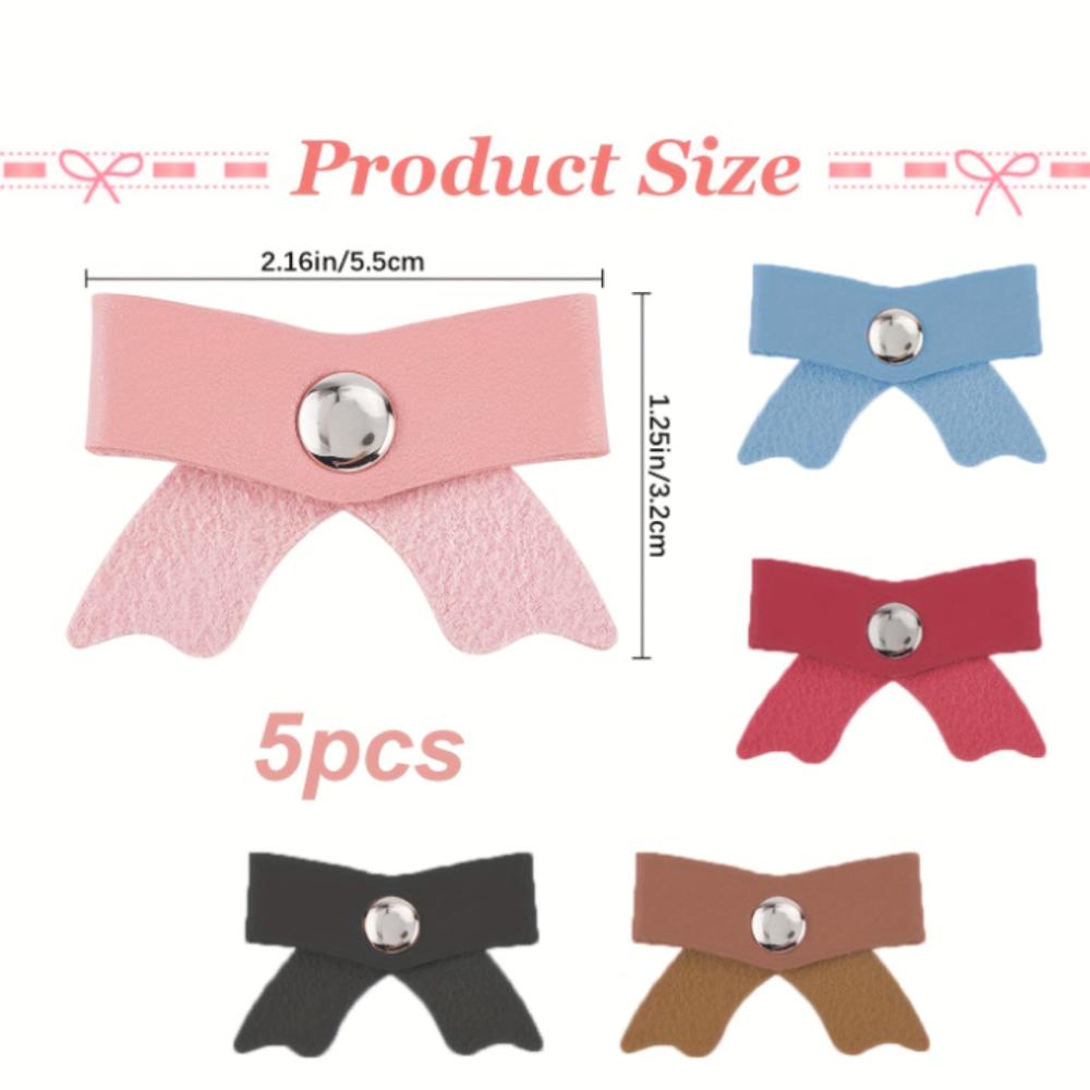 

5-Pack Pu Leather Bows Shape Cable Clips - Various Colors (cyan, Beige, Light Brown, Pink, Purple) For Storage Usb Cablesr