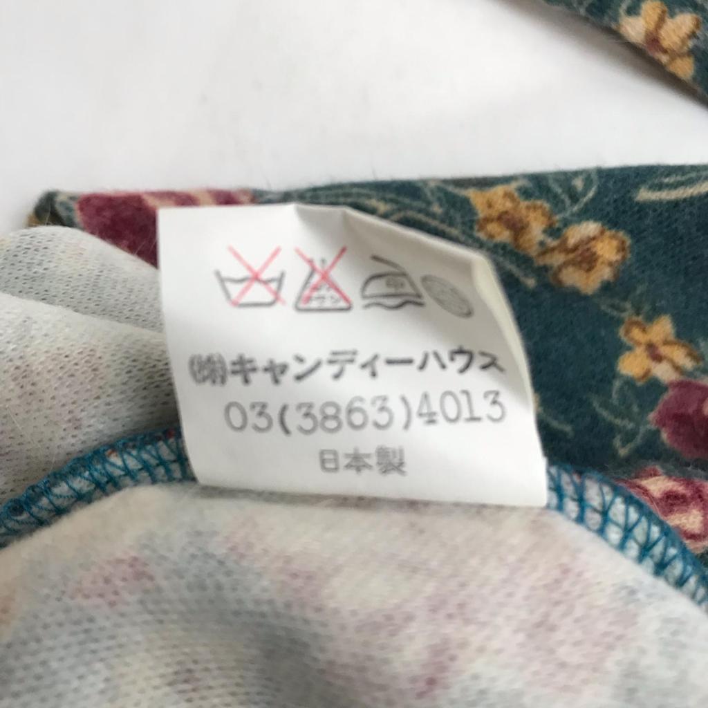 90s Vintage CANDY HOUSE China Dress Style Long Sleeve Shirt F Green Floral Japan(USED)