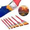 6Pcs Flat Brushes Nylon Hair Oil Acrylic Special Painting Professional Tools Red