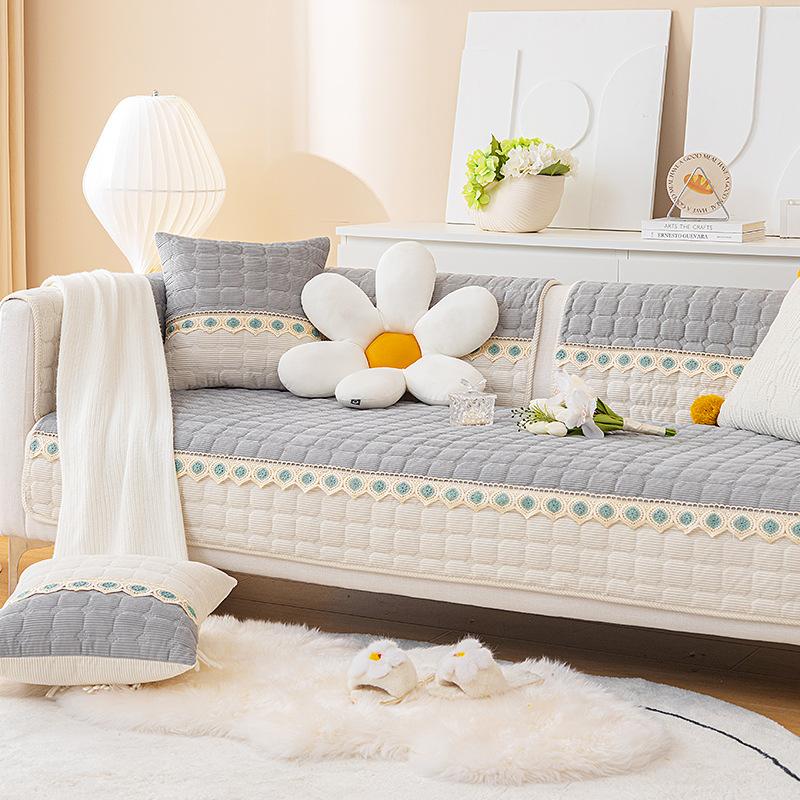 New Corduroy Sofa Cushion Winter Plush Thickened Warm Non-Slip Seat Cushion Leather Sofa Cover Cover Cloth Towel