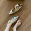Design Silver Mary Jane Shoes Women's Shoes Spring and Autumn with Skirts Evening Single Shoes