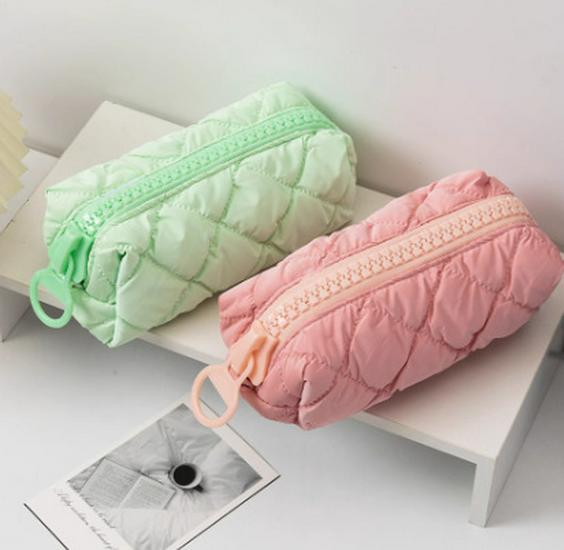 Spacious Korean-Style Pencil Case & Makeup Bag In Girlish Cream