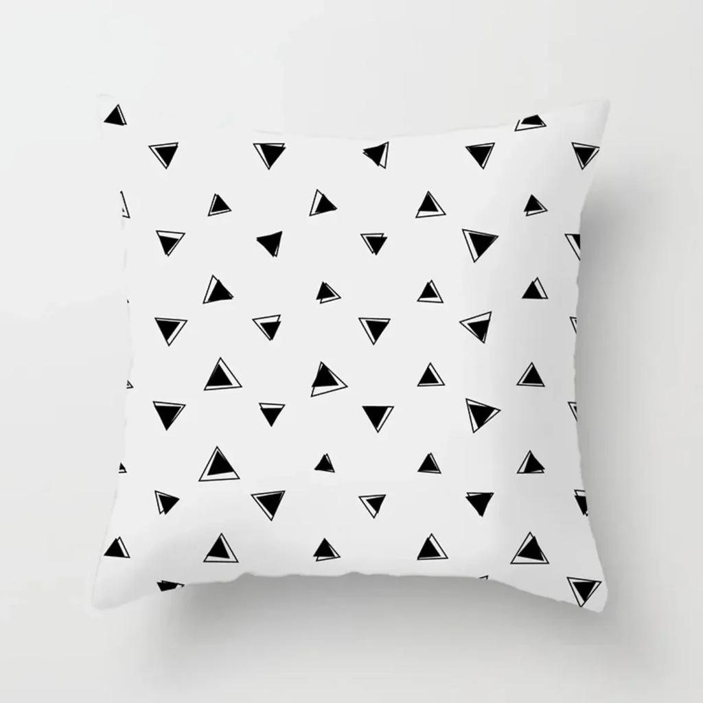 Geometrischer Kissenbezug Schwarz und Weiß Kissenbezug Gestreift Gepunktet Kissenbezug Gitter Dreieckig Geometrischer Kissenbezug
