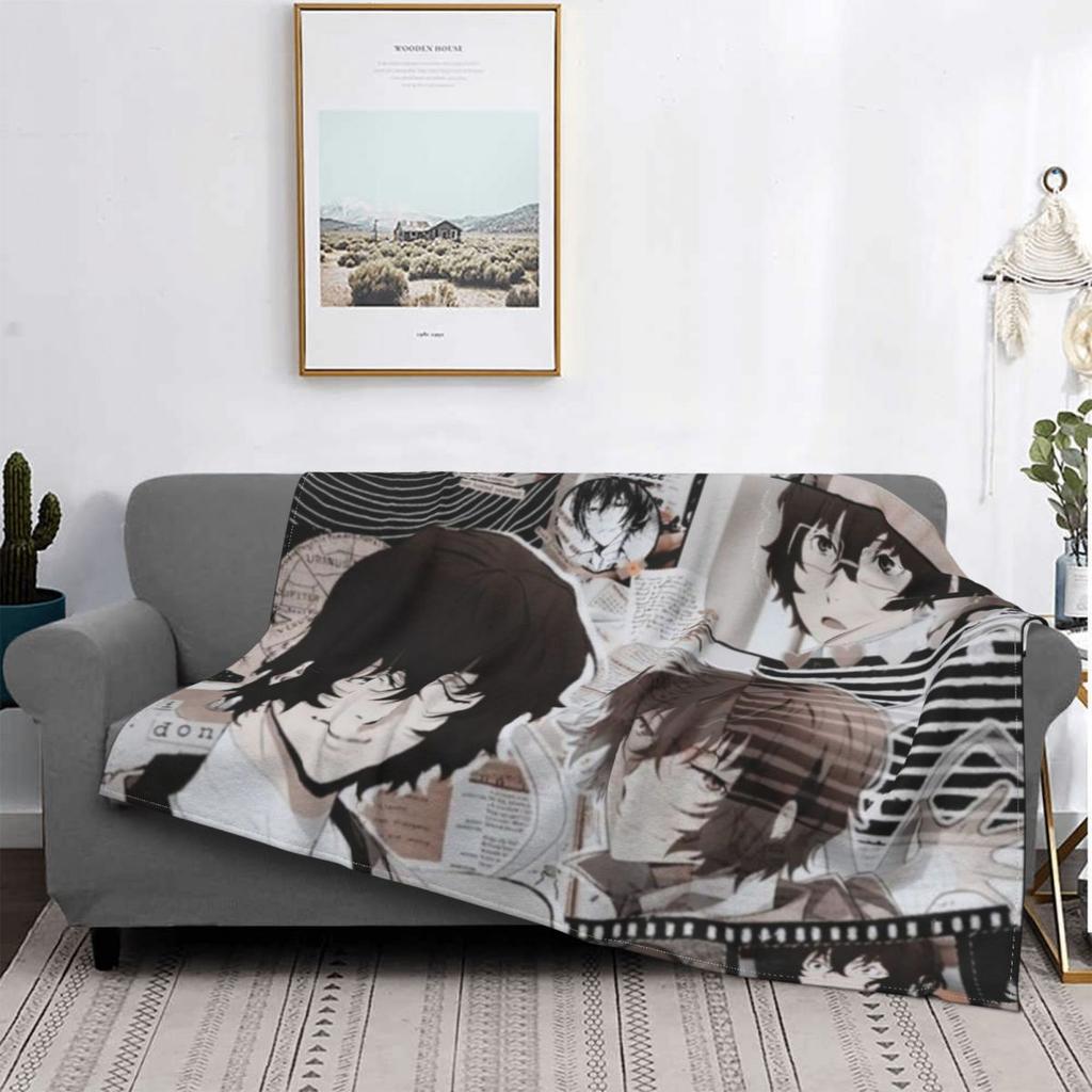 Dazai Aesthetic Chuuya Anime Blanket Fleece Print Bungou Stray Dogs Breathable Soft Throw Blankets Bed Office Plush Thin Quilt