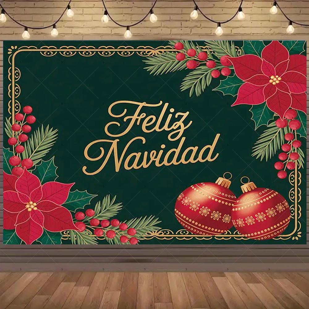 Winter Christmas Background Banner Spanish Christmas Party Decoration Xmas Tree Santa Claus Backdrop Supplies Photography Props