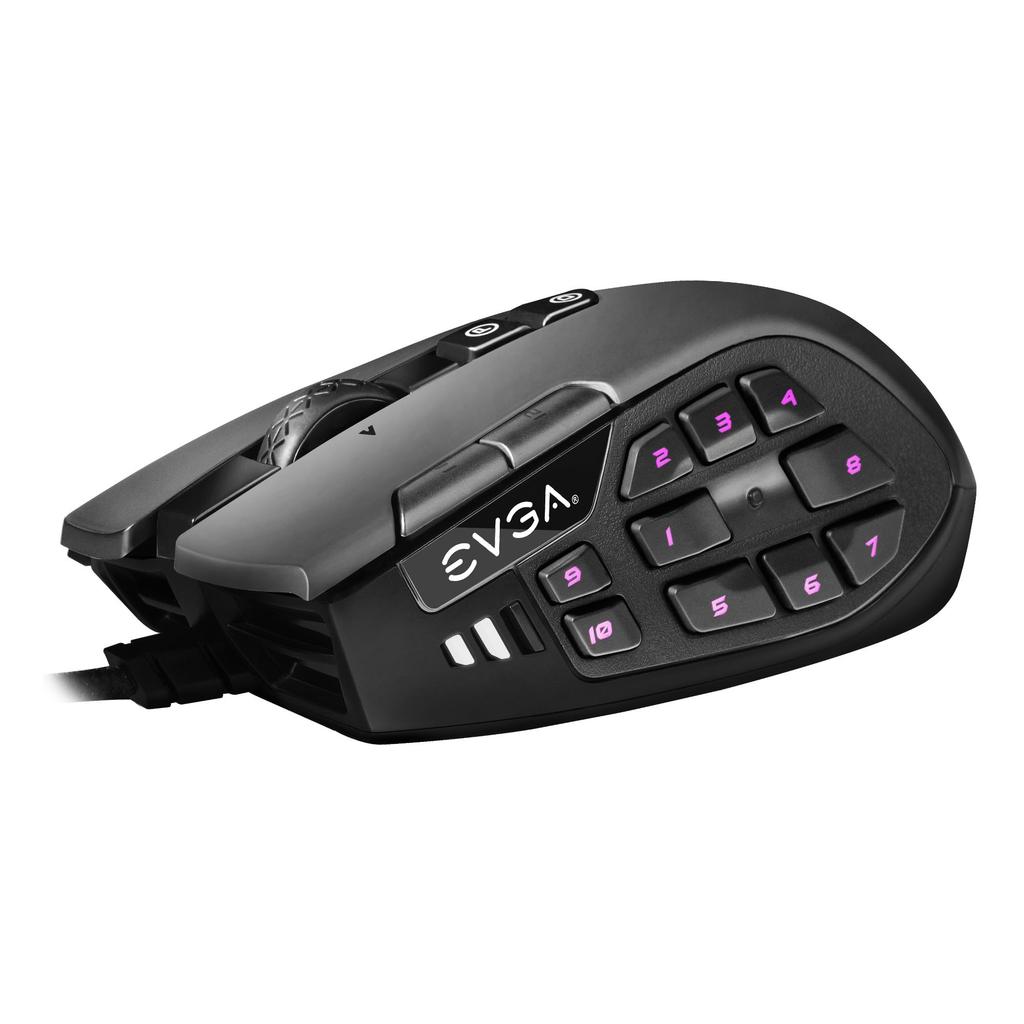 EVGA USB-Gaming-Maus X15 MMO 8K, kabelgebunden, schwarz, anpassbar, 16000 DPI, 5 Profile, 20 Tasten, ergonomisch, 904-W1-15BK-KR