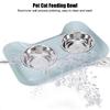 Stainless Steel Pet Cat Double Bowls Feeder Water Food Basin Feeding Supplyblue