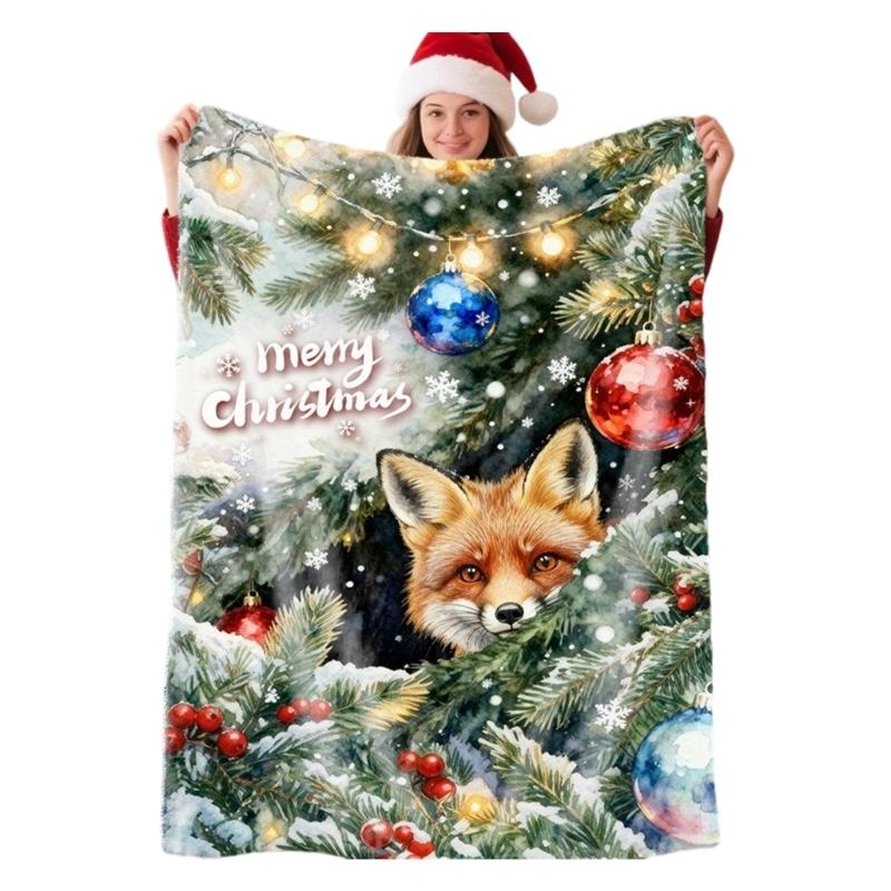(1pc)Lovely Christmas Animal Blanket Fuzzy Cartoon Blanket for Kids Teens Great New Year Gifts