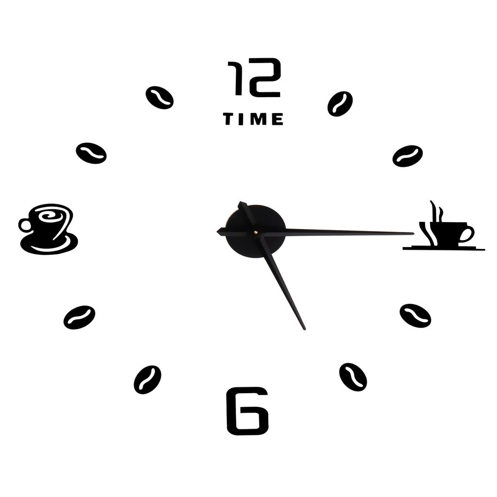 Modern Large Frameless DIY Wall Clock Mirror Surface Sticker for Home Office Room DecorBlack