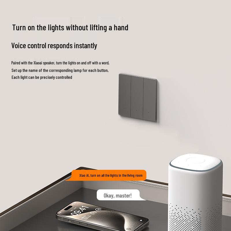 Mijia App-Connected Ultra-thin Glass Smart Switch with Xiaoai Voice Control for Home Automation