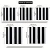 Set Of 2 Polyester Curtains Black White Striped Semi Transparent Rod Modern Light Filtering Made