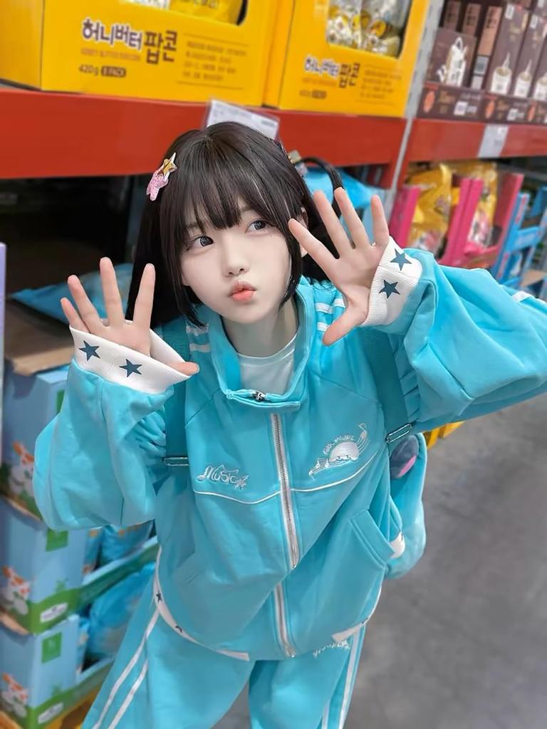 ZYOOFOV Tracksuit Set with Star Open Elastic Long Striped and Cute Available in Plus Perfect for Spring and Women's Pattern, Front, Waist, Sleeves,
