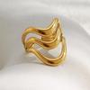 MamacitaSlay 316L Stainless Steel Multilayer Open Ring Party Waterproof 18K Gold Plated Jewelry Women's Charm Cool Ring Gift