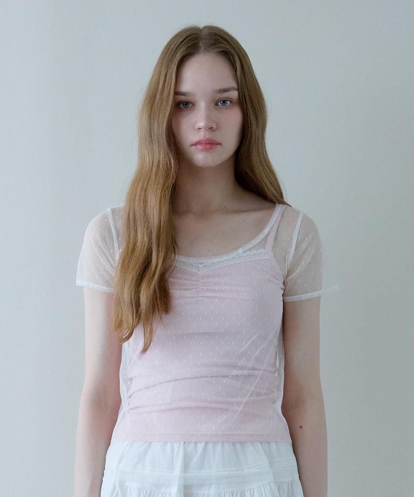 PINK PINEAPPLE Lolly Dot Layered T-Shirt_White
