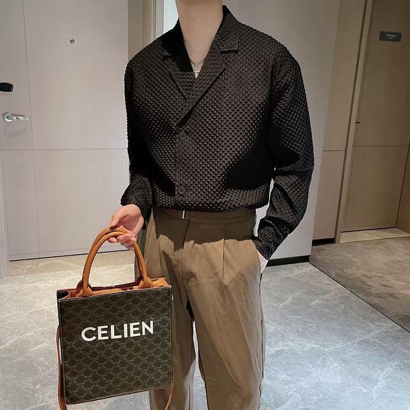 Spring Autumn New Fashion Tailored Collar Long Sleeve Solid Cardigan Men's Clothing Korean Loose Trend All-match Hip Hop Shirts