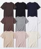 BASIC HOUSE [2Pack] Women'S U-Neck Oversized Stretch Short Sleeve T-Shirt (9 Colors)