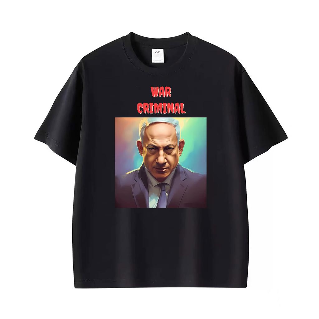Benjamin Netanyahu Magliette Stampate Divertenti Unisex Moda Unisex Maglietta di Alta Qualità Cotone Oversize Larga Girocollo Magliette Streetwear
