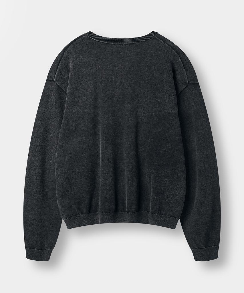 Dimiteulibeullaeg Daily Washable Pigment Henley Neck Round Knit_Charcoal