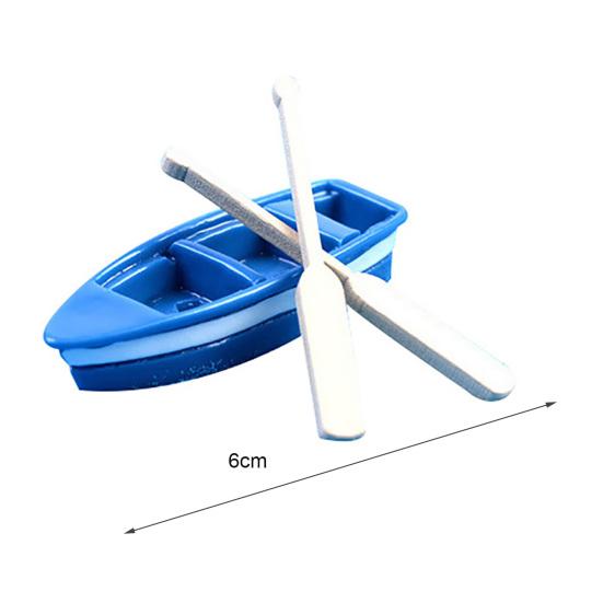 1 Stück Boot + 2 Stück Ruder Miniatur Simuliertes Modell Puppenhaus Kunst Bonsai Garten Dekor