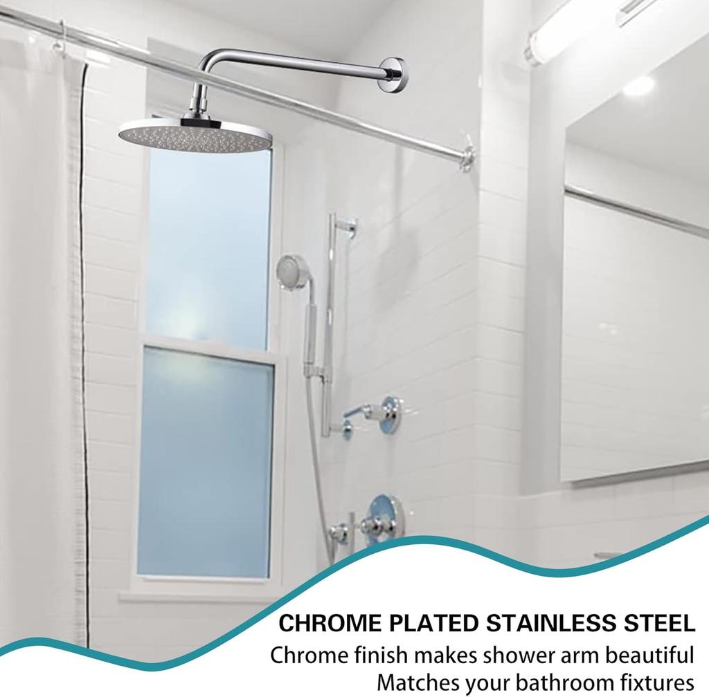 Shower Arm with Flange 30cm/40cm Stainless Steel Wall-Mounted Replacement Shower Arm for Fixed Shower Head and Rain Shower Head