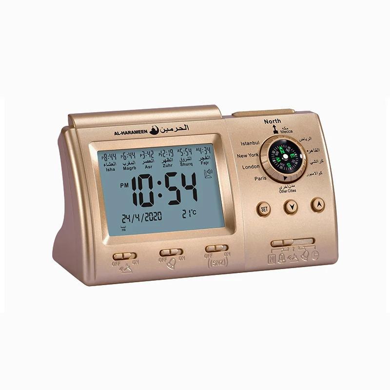 

New Azan Clock Prayer Reminder Mosque Style LED Digital Device Temperature Calendar Display Home Decor Gift for Muslim Family золотий