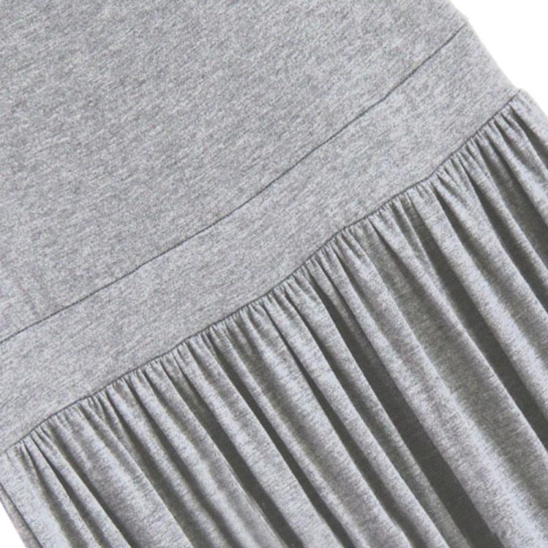 Summer Lady's Bottoming Long Vest Pleated Dress Lady Solid Dresses