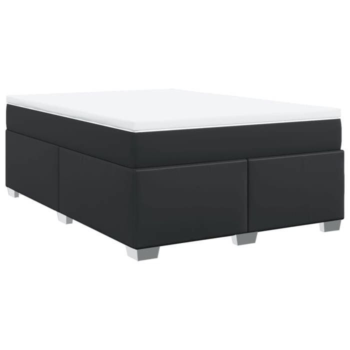 Maison Exclusive - Sommier à lattes de lit avec matelas Noir 140x190 cm Similicuir