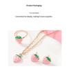 Kawaii Red Strawberry Enamel Jewelry Set 3Pcs Necklace Earrings Ring Hypoallergenic for Girls Party Wear Gifts