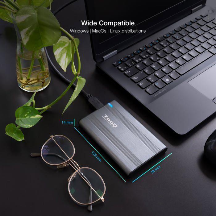 Externí box - TOOQ - TQE-2503G - USB 3.0/3.1 - Kompatibilní s 2,5'' HDD/SSD - Barva Šedá
