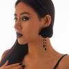 SHIXIN Gotische Vintage Große Schwarze Blume Hängeohrringe für Damen Punk Wassertropfen Quasten Ohrringe Halloween Ohrdekoration