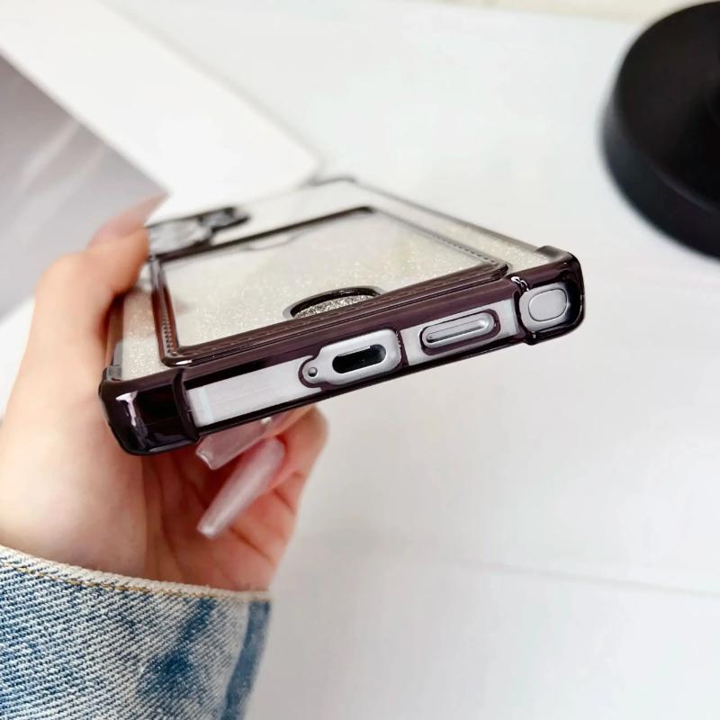 Custodia con Paillettes Gradiente e Portacarte, Placcatura Trasparente Per Samsung S25 S24 S23 S22 Ultra Plus A55 A35 A25 A54 A15 A14 A24 Cover Antiurto