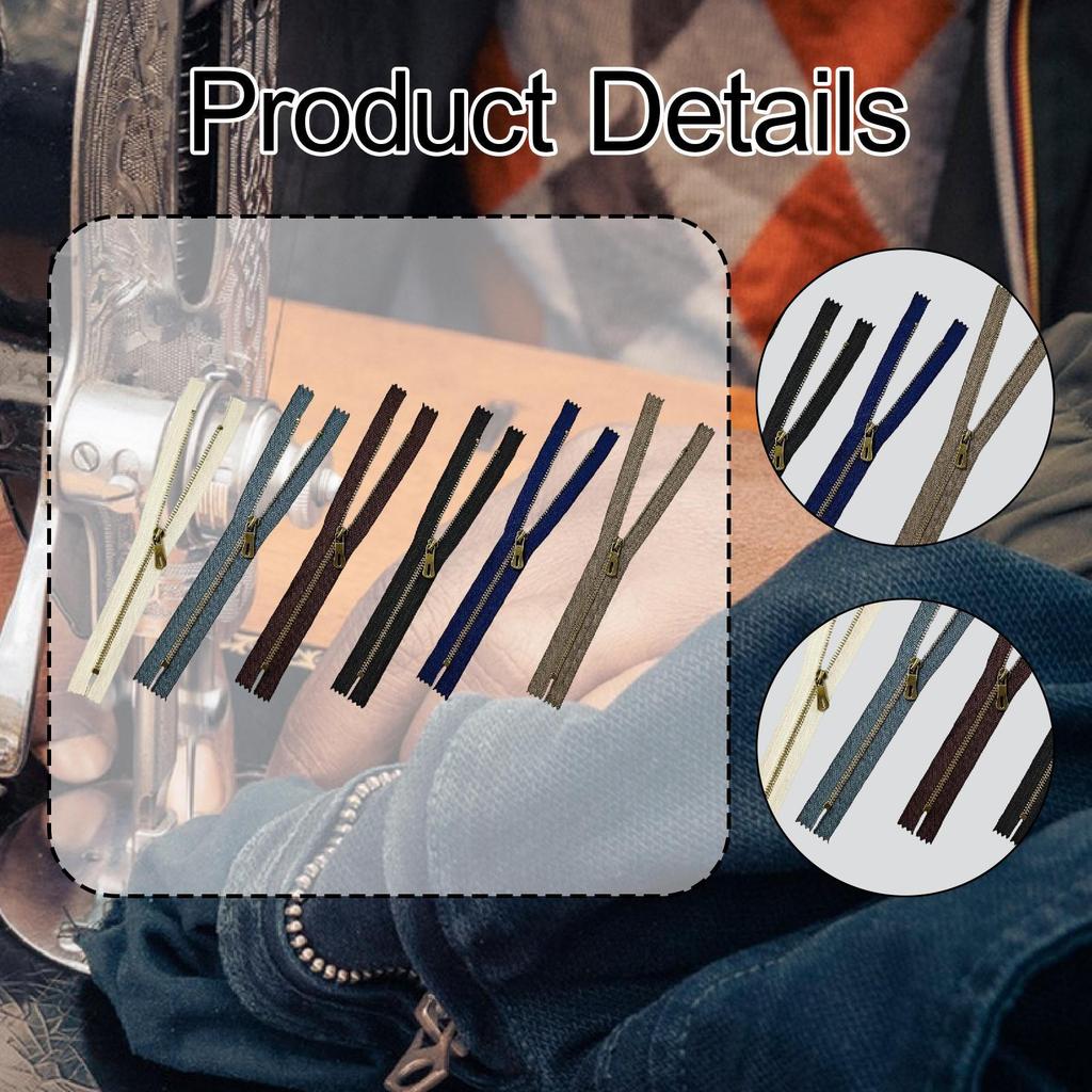 12 Metal Zippers, Size 3, Spare Parts, Multifunctional for Handbags, DIY Sewing Projects, Wallets,