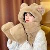 Sombrero de Peluche con Orejas de Conejo y Bufanda Para Mujer Estilo Invierno Lindo Grueso Cálido Protector de Orejas Sombrero Lei Feng