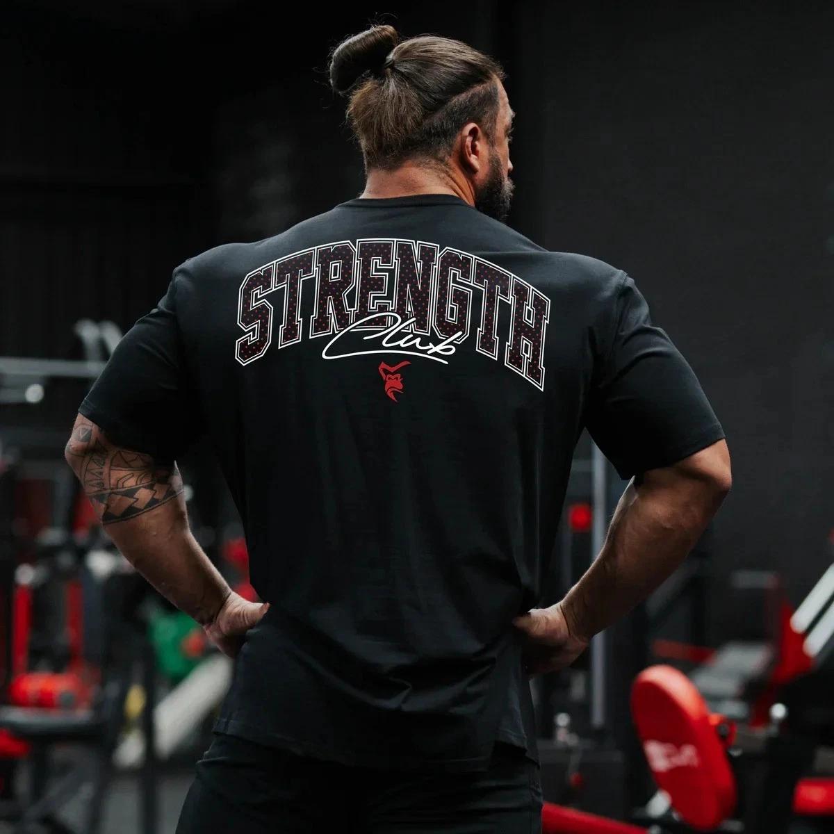 Men s Sport Gym Fitness Oversized Cotton Graphic Printed Athletic Casual T-shirt L