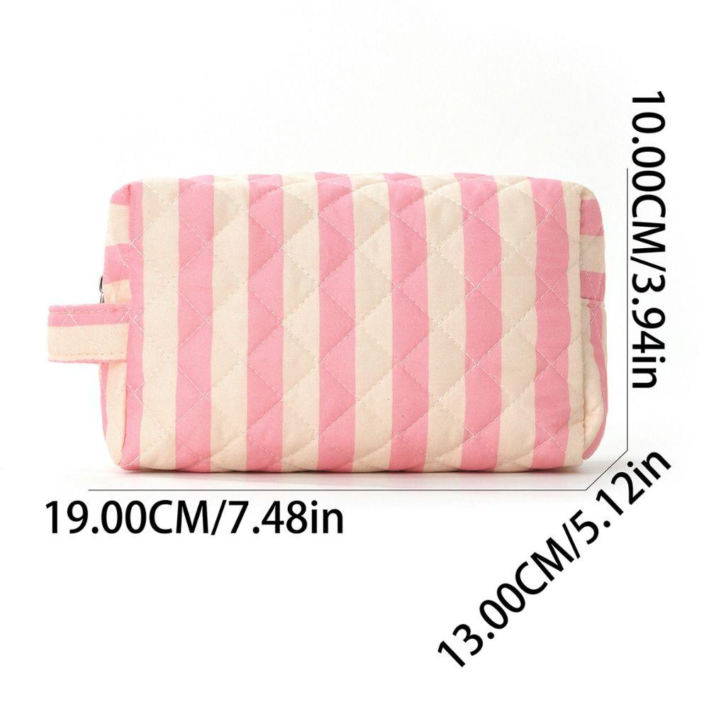 Striped Cosmetic Bag Large Capacity Travel Pouch Reusable Toiletry Pouch Daily Use