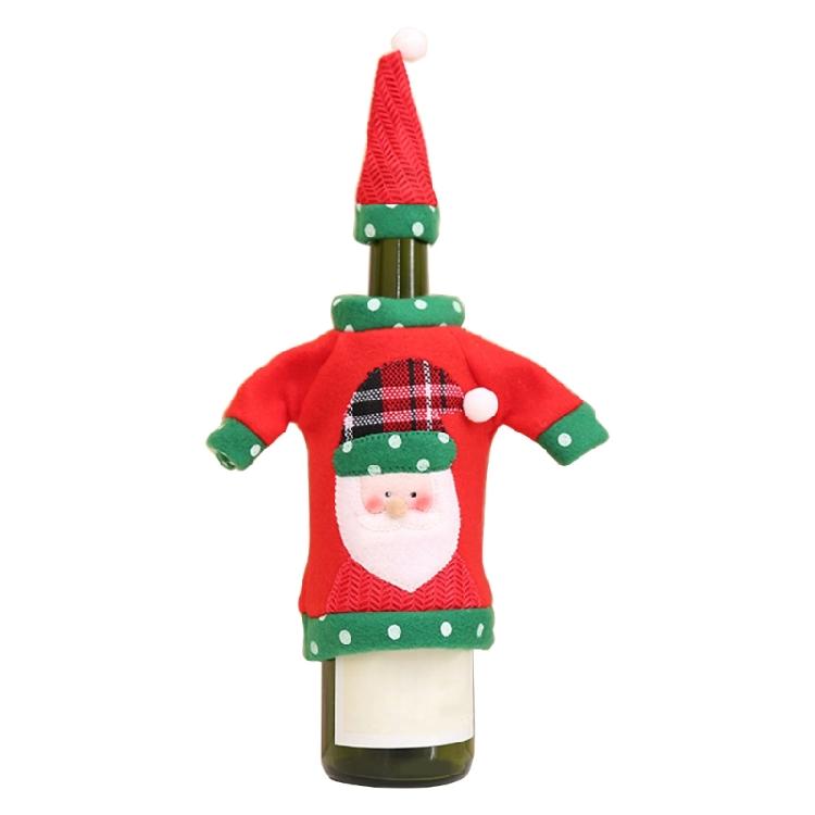 

Xmas Party New Year Decorations Christmas Wine Bottle Sweater Cover with Hat