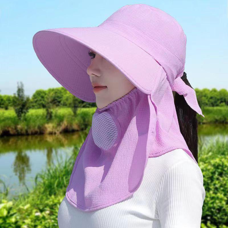 Women's Dust-proof UV Protection Sun Hat with Neck and Face Shield for Tea Picking and Farming