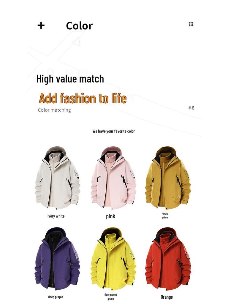 Graphene Black & Gold Lined Two-Piece Windproof Jacket Set for Men & Women - Autumn/Winter Mountaineering & Travel