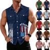 Chemise sans manches légère à revers et boutons pour homme, idéale pour le travail.