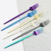 6pcs/Set Black Gold Dessert Fork Set Mirror Stainless Steel Colorful Fork Set Tableware Cutlery Set Home Party Kitchen Tableware