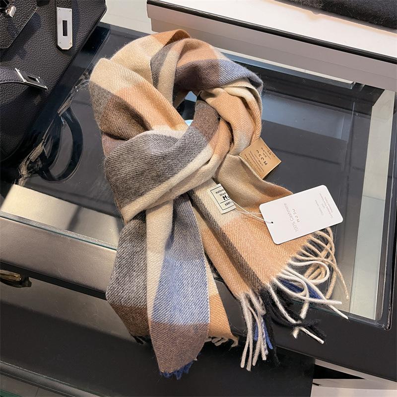 Cashmere Scarf Women's Long Autumn and Winter Plaid Scarf Birthday Gift for Men and Women