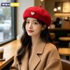 Pălărie Beretă Caldă de Iarnă din Lână Retro Culoare Solidă Pălărie de Artist Francez Șapcă Simplă Elegantă Potrivită pentru Orice Ținută pentru Femei