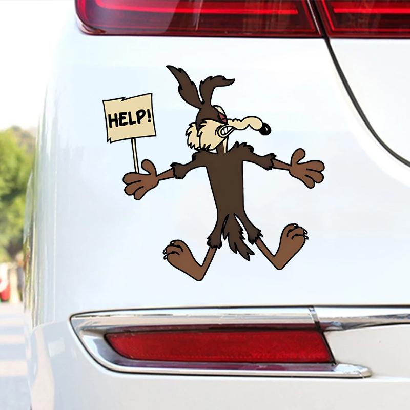 

JT179# Wile-E Outlaw Help, Sticker Decal, Road Runner Splat Car Truck Laptop Dent 14x13.5cm