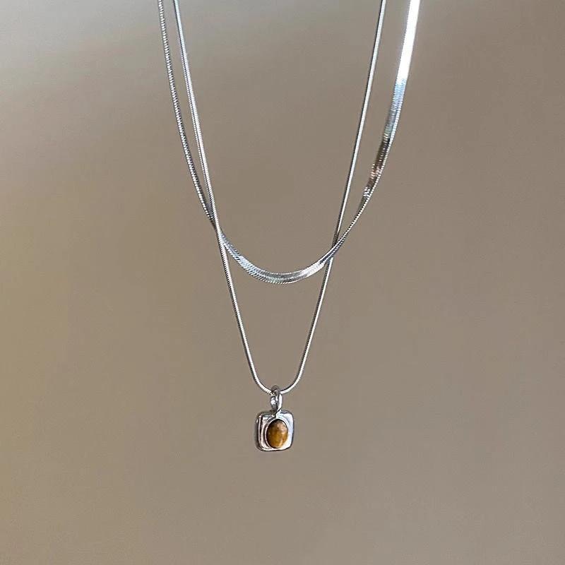Natur Tigerauge Stein Anhänger & Halsketten für Damen Hohe Qualität Natürliche Perlen Geflochtene Halsketten Herren Mode Kordelkette Geschenke