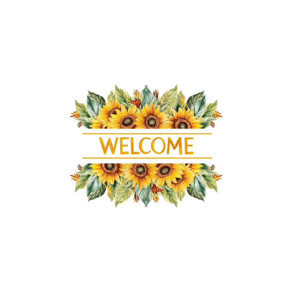 Sunflower Welcome Door Sticker, Self-Adhesive Floral Decal for Bedroom Bathroom Door Frame Decor
