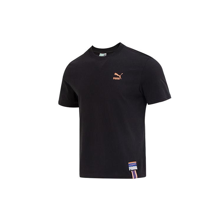PUMA T Shirts Unisex Black Crew Neck Moderate Straight Fit 677382-01
